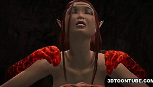 3D babe takes reptile cocks in every hole during group hardcore