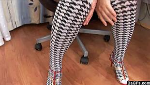 Dagfs - Sexy Redhead Girl Stripteases and Fucks a Dildo with Shaved Pussy