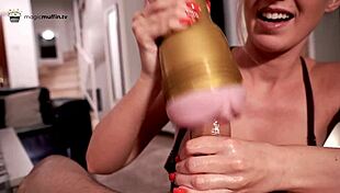 Pov handjob with fleshlight edging pushes limits for big cock cumshot