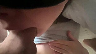 Gay teen wakes up with a huge boner and titty fucking