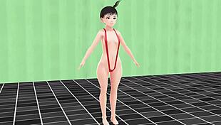 check out this anime girl in micro bikini with nip slip