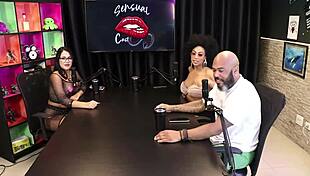 Tifany Rocha discusses intimate positions before a group activity in sheer red