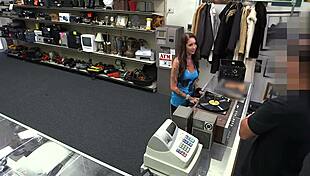 Daring Woman Engages In Sloppy Sucking And Sex In The Shop With A Hard Cock.