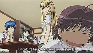 Hentai booty student at college outdoor scene