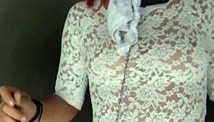 hot redhead milf strips in outdoor casting interview