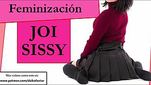 Spanish sissy in a miniskirt gets off with a toy