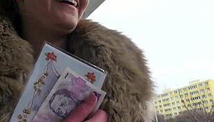 natural euro amateur couple sucks and fucks with a monster cock in public, leading to blowjob, creampie, and pov action