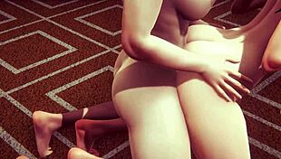 yumiko in hentai 3d cosplay with machines