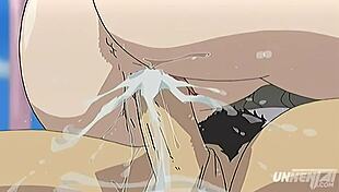 Hentai booty student at college outdoor scene