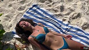 Old man pisses on shocked girl at public beach in golden shower scene