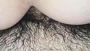 Quick anal session with a hairy milf bouncing her small tits in cowgirl position! 😏