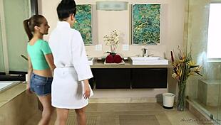 Jenna sativa gets fucked in first lesbian nuru massage by katrina jade