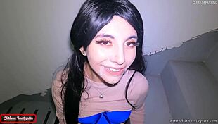 Neighbor CATCHES Me MASTURBATING On Stairs And PUNISHES With CUM On Face