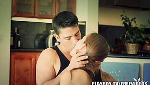 Playboy Brunette Teen Gets Clothes Ripped During Shaved Fucking Workout