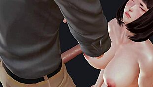 In this hentai, the guy gets fucked by a big boob chick in 3D anime style.