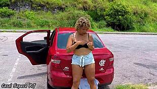 Blonde BBW Touches Herself Outdoors, Exposing Small Tits and Big Ass in Brazilian Amateur Video.