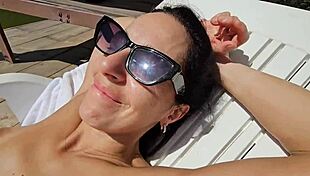 huge cock shoved in mouth during sunbathing fuck!