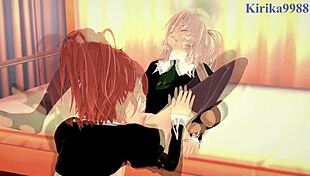 Shizuma Hanazono and Nagisa Aoi in Strawberry Panic Hentai Scene