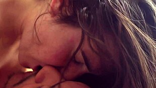 Spontaneous interracial couple engages in passionate kissing and intense ball sucking