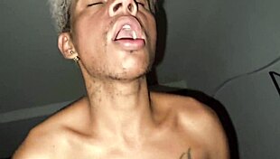 Gay guy bounces on cock after party