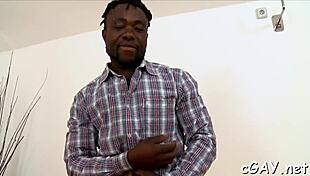 Sophisticated gay fellow endures deep anal drilling