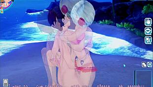 3D animated hentai with Fairy Tail's Yukino and Agria on the beach