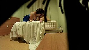 This couple gets caught in a hotel room where she licks and sucks his ass, then fingers his anus deeply.