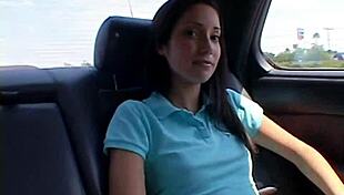 chloe 18 shows natural tits and fingers pussy in car