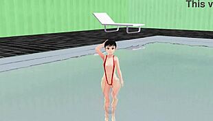 check out this anime girl in micro bikini with nip slip