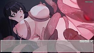 Hot anime babe suffers through a gangbang in a hentai game with a bad ending