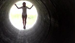 hot redhead milf strips in outdoor casting interview