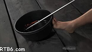 Bound babe endures brutal nipple torture