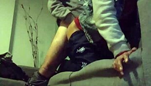 He got a blowjob and fucked on the sofa