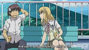 Hentai booty student at college outdoor scene