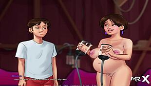 Summertime Saga: Asked to spank the whore, leading to masturbation and creampie.