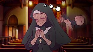 Nun Imagines Fantasy In Prayer Booth Cartoon