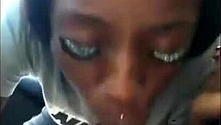 Ebony chick sucking white dick sloppy and wet 😏