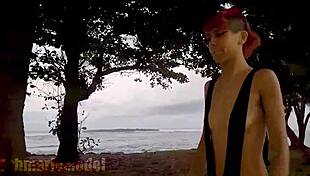 feeling nervous trying on hairy micro bikini in public