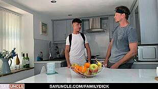 stepson gives stepdad a sensual massage that turns into intense anal fucking and cumshot