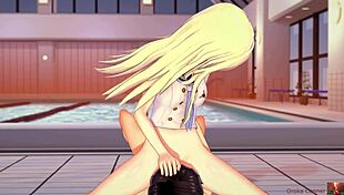 Petite Blonde Girl Fucked in Missionary at Pool in Koikatsu Hentai