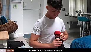 stepson gives stepdad a sensual massage that turns into intense anal fucking and cumshot