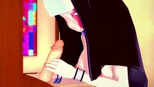 sarvente and her boyfriend are fucking in the church