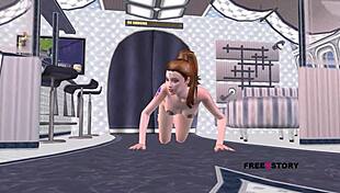 Animated 3d porn - a beautiful teen 18+ girl giving sexy poses in the airplane and fingering her sexy pussy