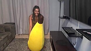 tattooed desi slut humps a big banana close ups with homemade kinky indian pussy