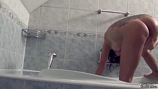 sexy babe camilla moon fingers pussy in bathroom