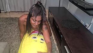 tattooed desi slut humps a big banana close ups with homemade kinky indian pussy