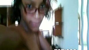 On Toticos.com, this fine-ass Dominican girl with glasses strips naked during her live webcam show