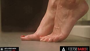 Gorgeous Babe Sybil In Stockings Plays Footsie