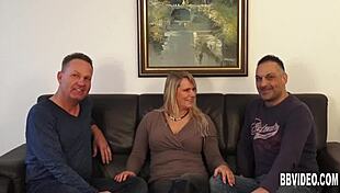 Busty german milf hints at taking two cocks in threesome