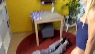 femdom ladies tease with harsh whipping on bound slaves